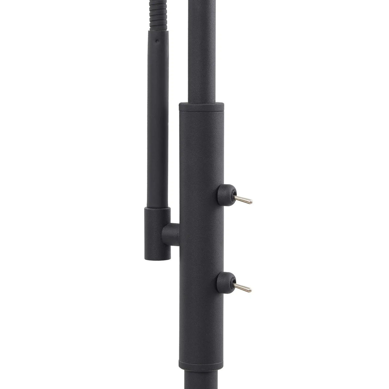 Lindby lámpara de pie Aliette, negro/gris, cristal, brazo de lectura