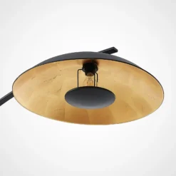 Lindby lámpara de pie arqueada Emilienne, negra, dorada, 180 cm