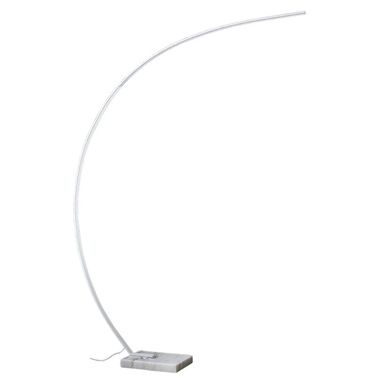 Lindby Lámpara de pie LED arqueada Kendra, blanca, aluminio, altura 180cm