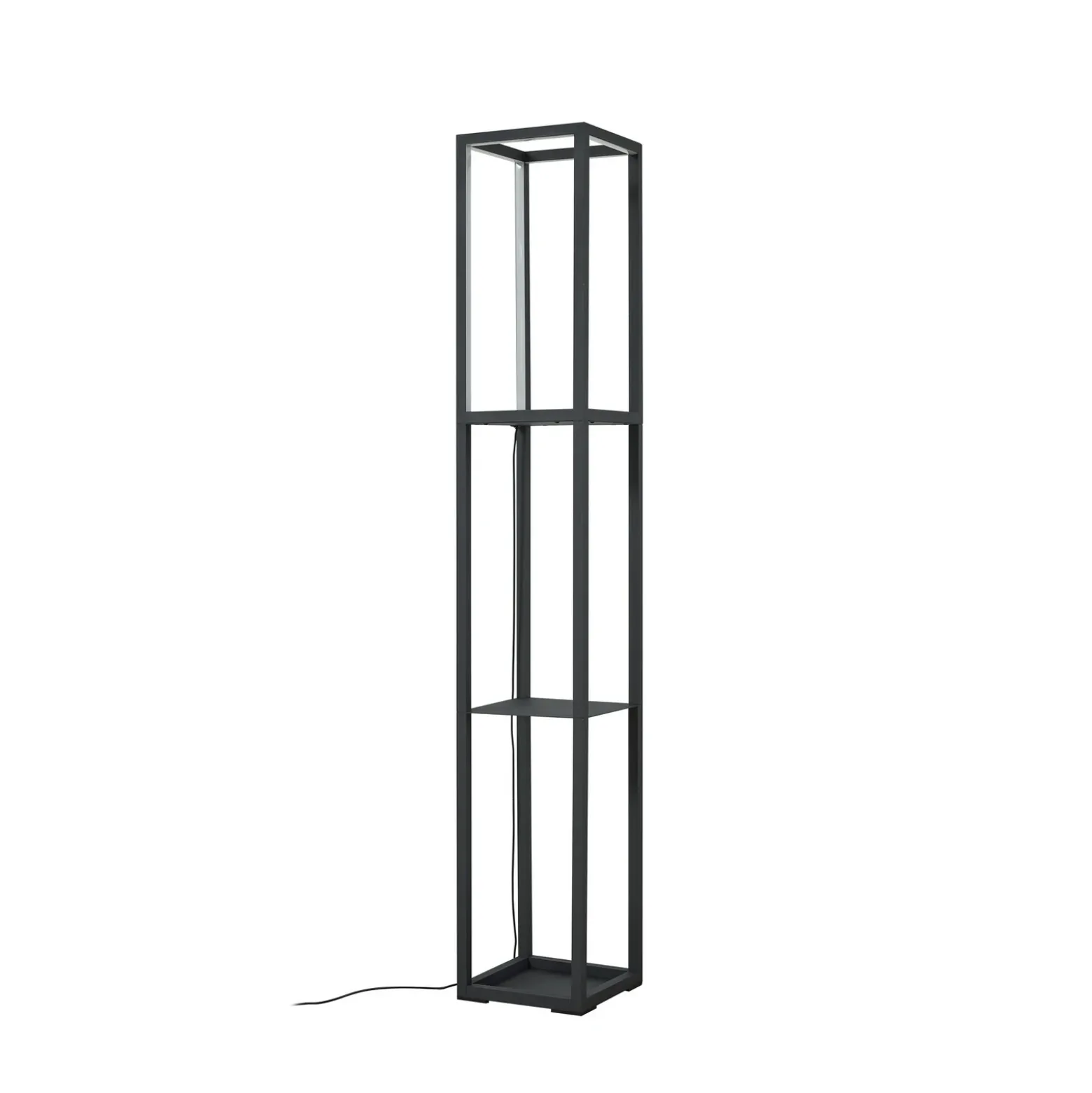 Lindby Lámpara de pie LED Birta, estantería, 155 cm, negro, metal