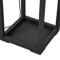 Lindby Lámpara de pie LED Birta, estantería, 155 cm, negro, metal