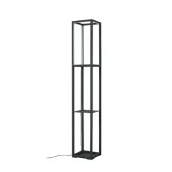 Lindby Lámpara de pie LED Birta, estantería, 155 cm, negro, metal