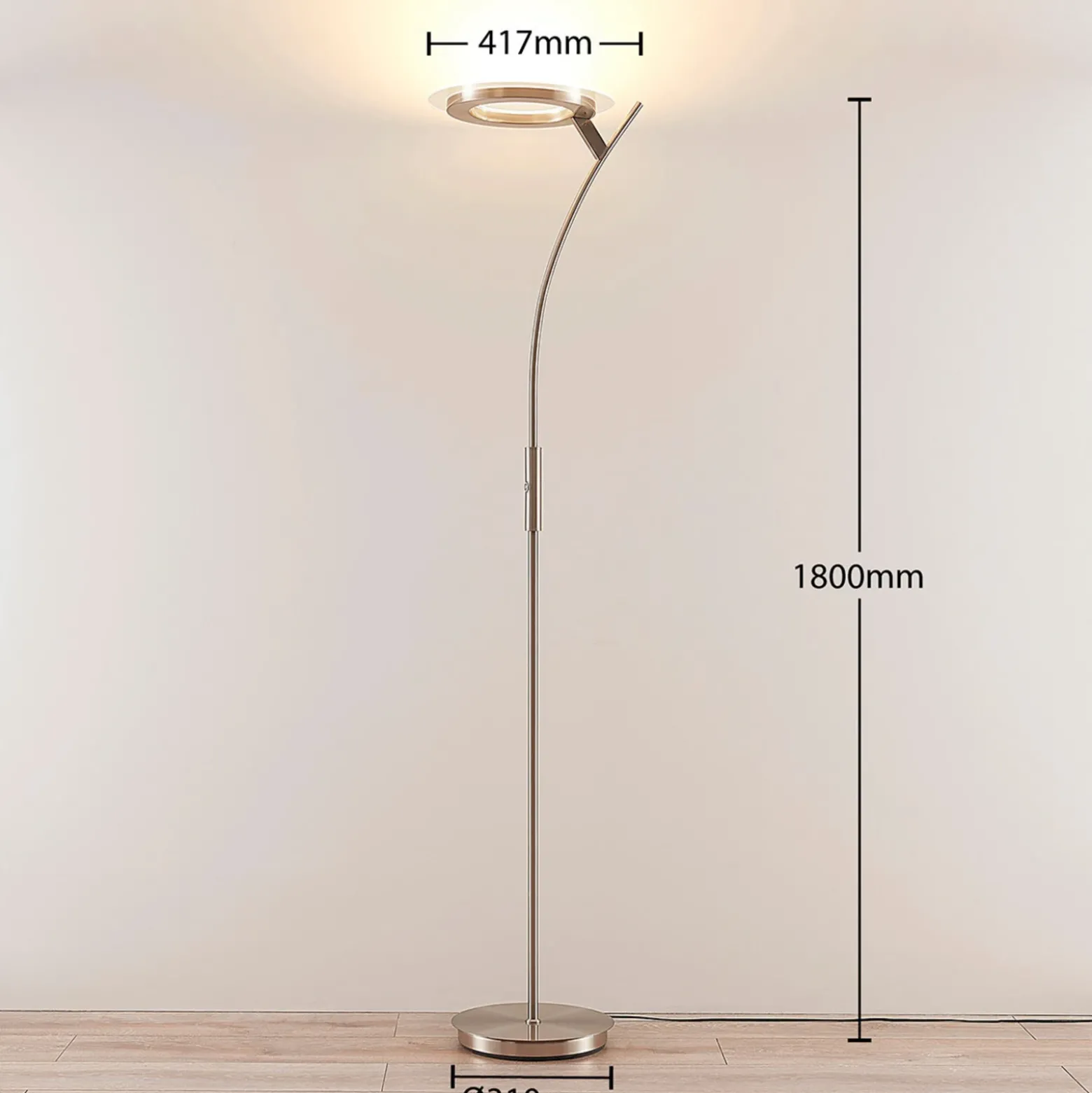 Lindby lámpara de pie LED Darion, gris, metal, atenuable, 180cm