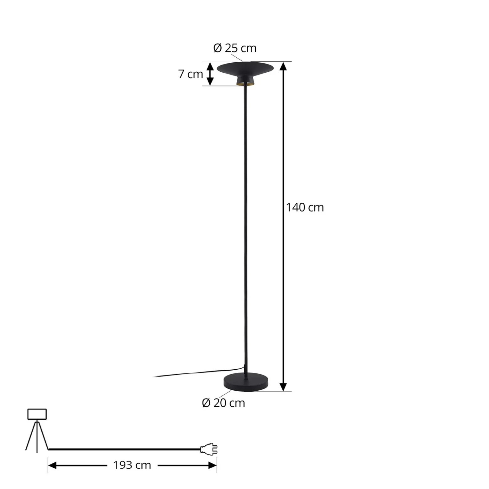 Lindby Lámpara de pie LED Norvind, negro, metal, 1 luz