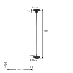 Lindby Lámpara de pie LED Norvind, negro, metal, 1 luz