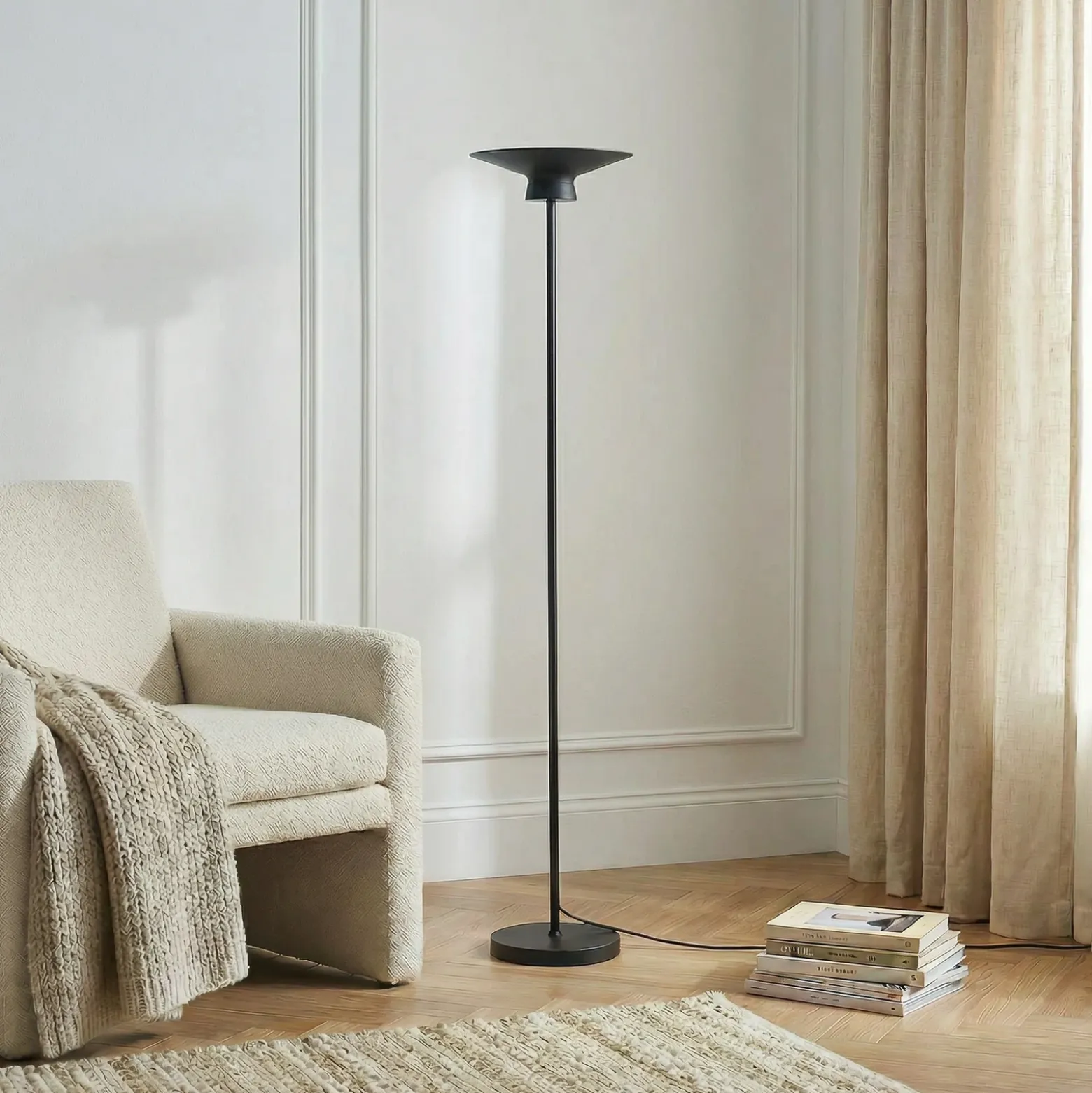 Lindby Lámpara de pie LED Norvind, negro, metal, 1 luz