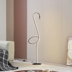 Lindby lámpara de pie LED Pajaro, 130 cm, negra, CCT, atenuable