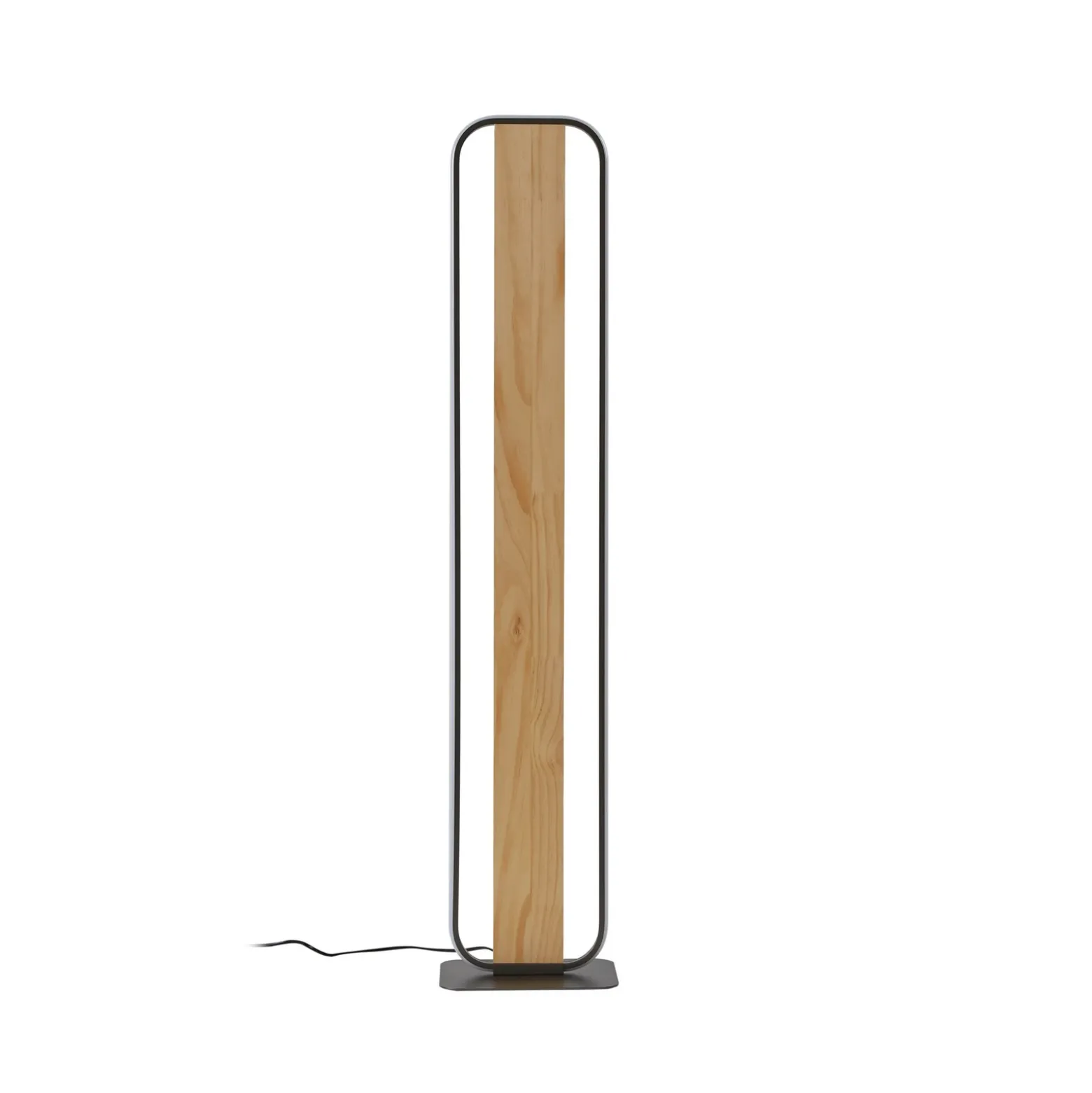 Lindby lámpara de pie LED Romilda, gris, madera, altura 122 cm