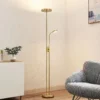 Lindby Lámpara de pie LED Seppa, redonda, latón, metal, 180 cm