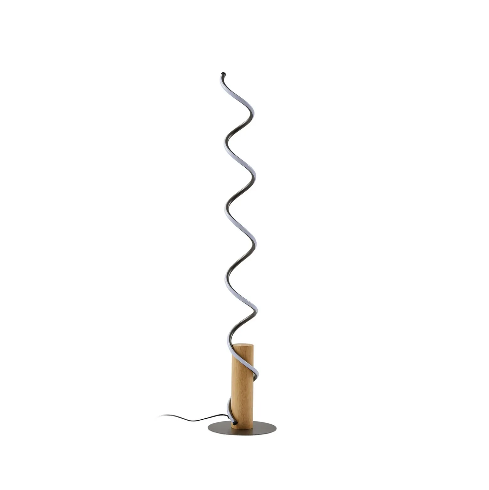 Lindby lámpara de pie LED Spiraali, gris, madera, altura 133 cm