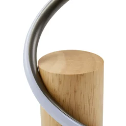 Lindby lámpara de pie LED Spiraali, gris, madera, altura 133 cm