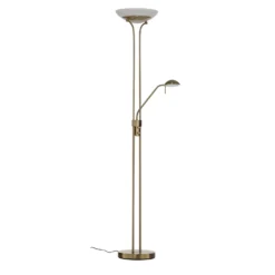 Lindby lámpara de pie LED Yveta, latón, metal, atenuable, 183cm