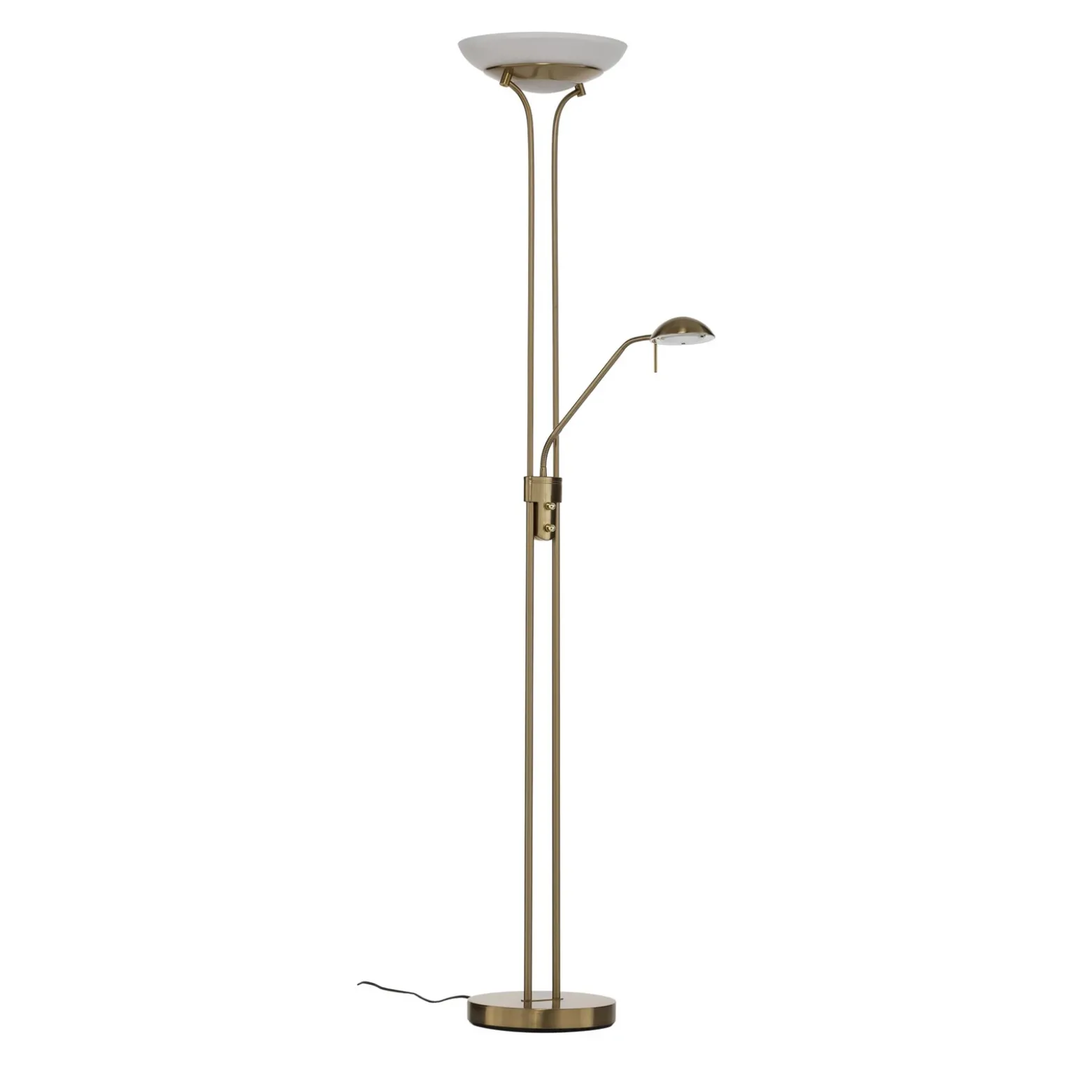 Lindby lámpara de pie LED Yveta, latón, metal, atenuable, 183cm