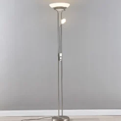 Lindby lámpara de pie LED Yveta, color níquel, metal, atenuable