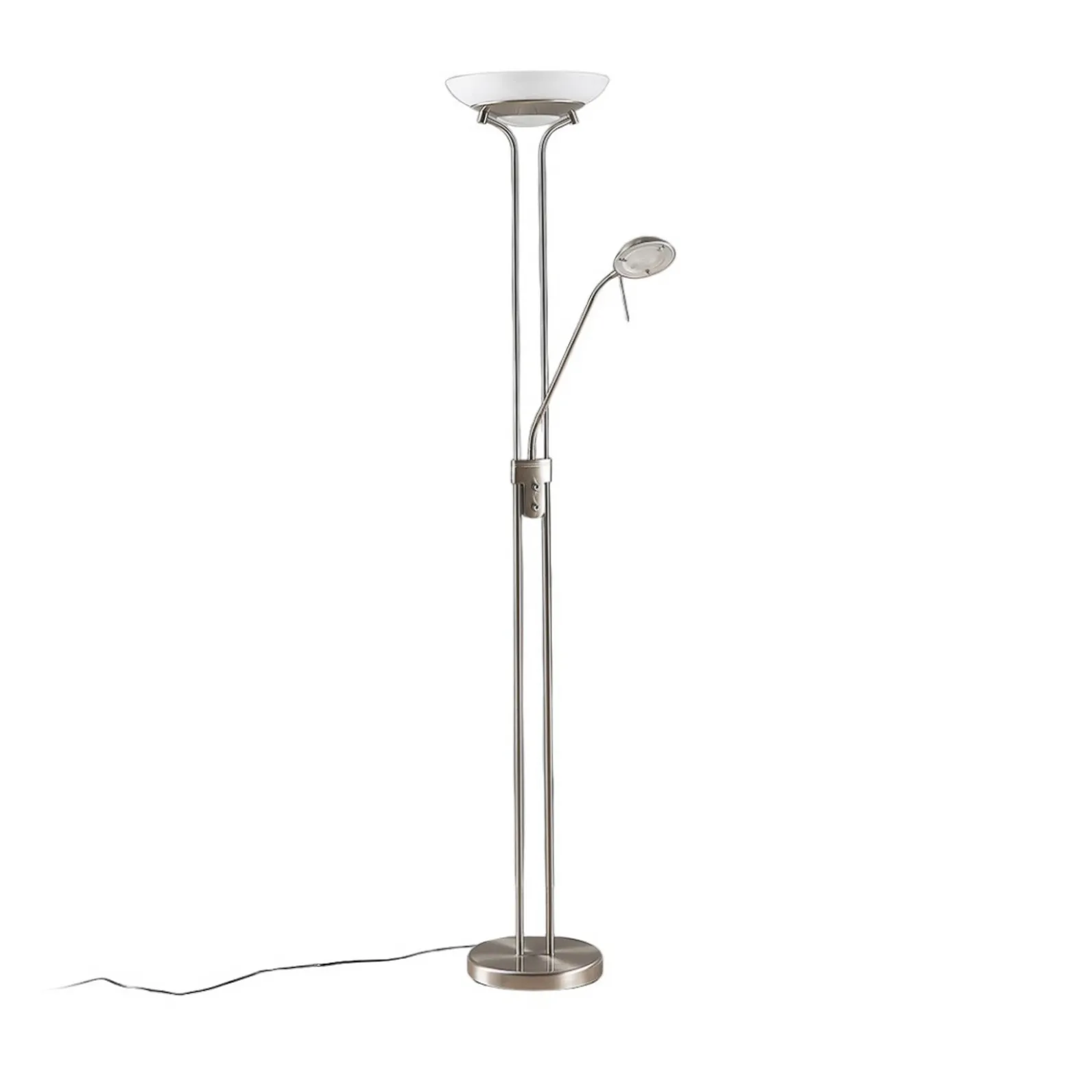 Lindby lámpara de pie LED Yveta, color níquel, metal, atenuable