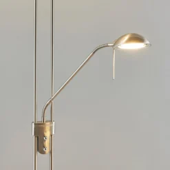 Lindby lámpara de pie LED Yveta, color níquel, metal, atenuable