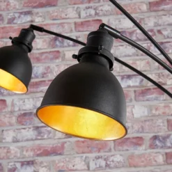 Lindby lámpara de pie Lira, 5 luces, altura 205 cm, negro, dorado