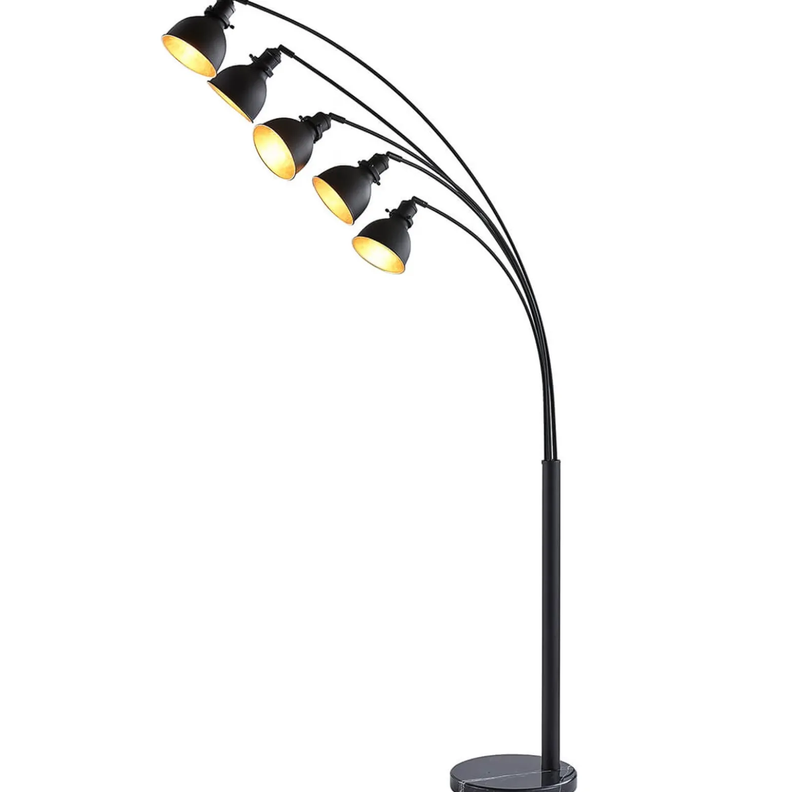 Lindby lámpara de pie Lira, 5 luces, altura 205 cm, negro, dorado