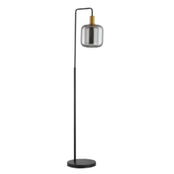Lindby lámpara de pie Nimbora, 150 cm, negro, cristal, metal