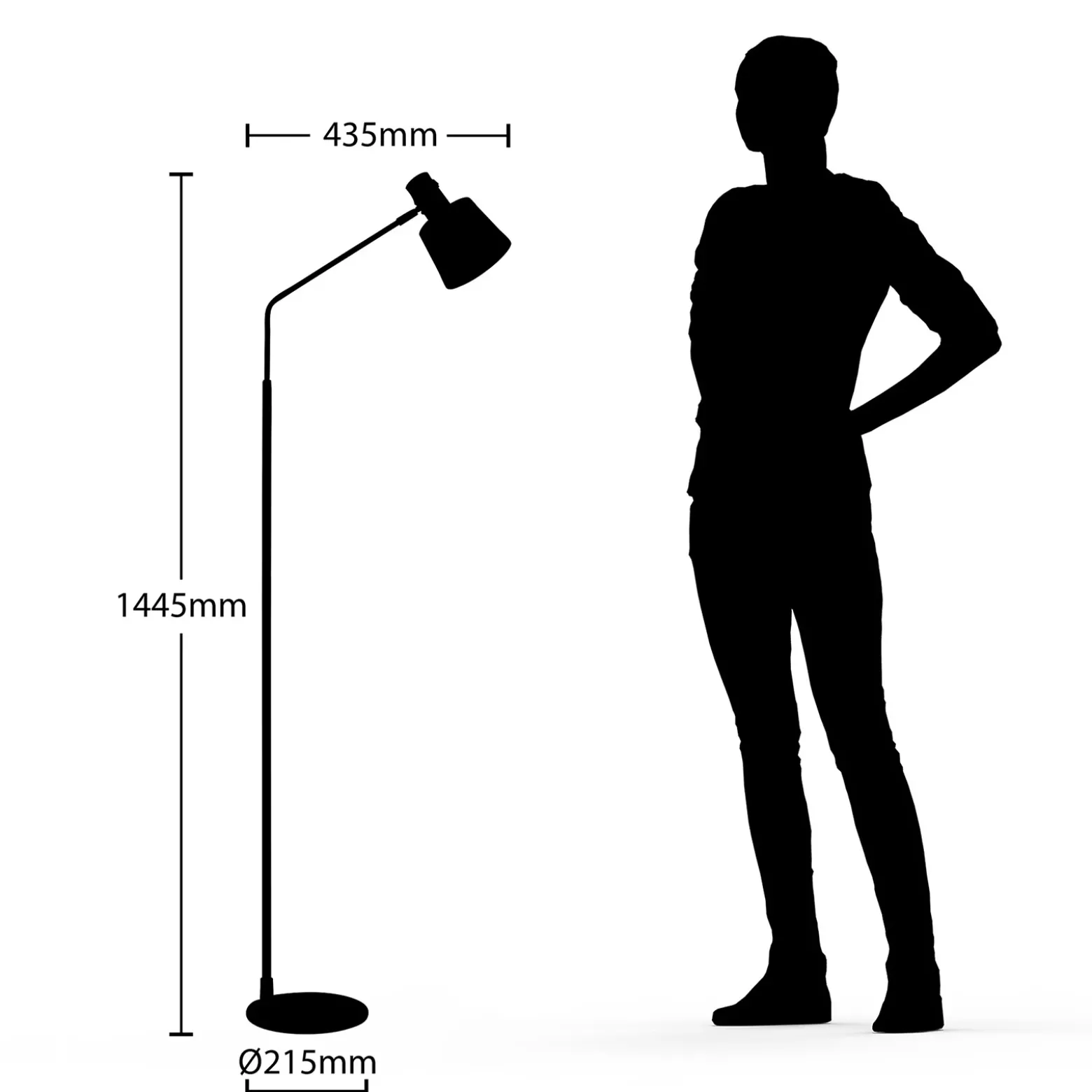Lindby lámpara de pie Vlada, 144 cm, latón, negro, metal