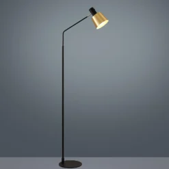 Lindby lámpara de pie Vlada, 144 cm, latón, negro, metal