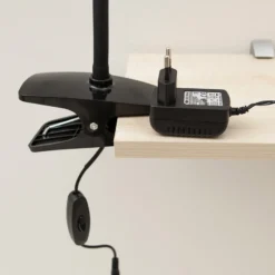 Lindby lámpara de pinza LED Baris, altura 44 cm, negra, 3000K