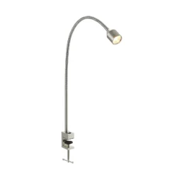 Lindby lámpara de pinza LED Hanilo, altura 80 cm, níquel, metal