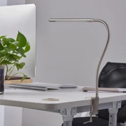 Lindby lámpara de pinza LED Lionard, 53 cm, níquel mate, metal