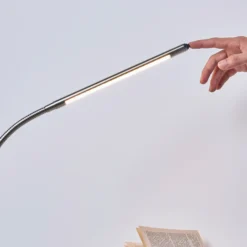 Lindby lámpara de pinza LED Lionard, 53 cm, níquel mate, metal