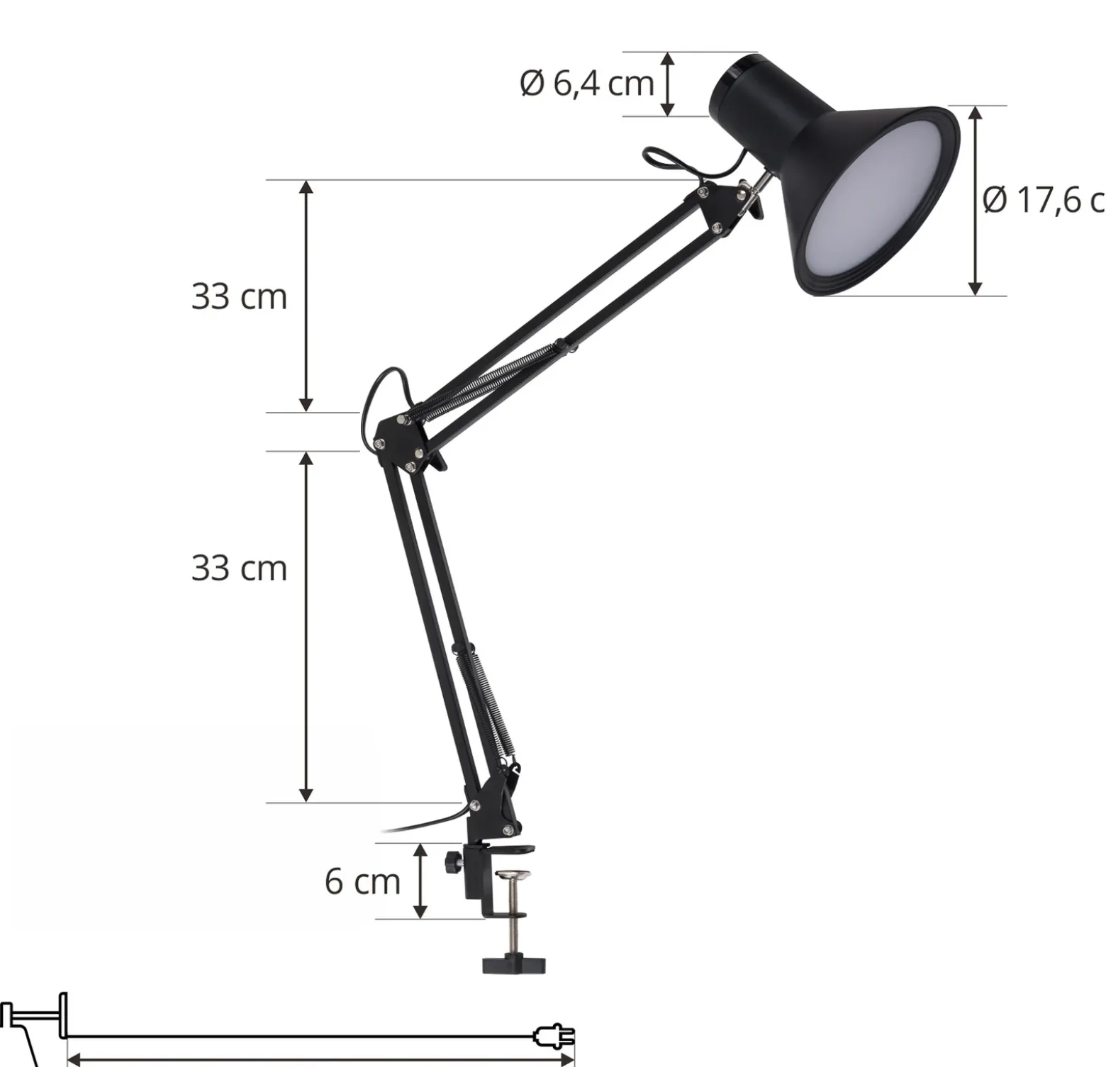 Lindby lámpara de pinza LED Undra, negra, metal, regulable