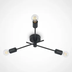 Lindby Lámpara de techo Cerros, 3 luces, negro, metal