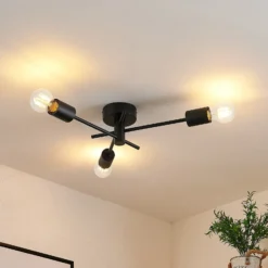 Lindby Lámpara de techo Cerros, 3 luces, negro, metal