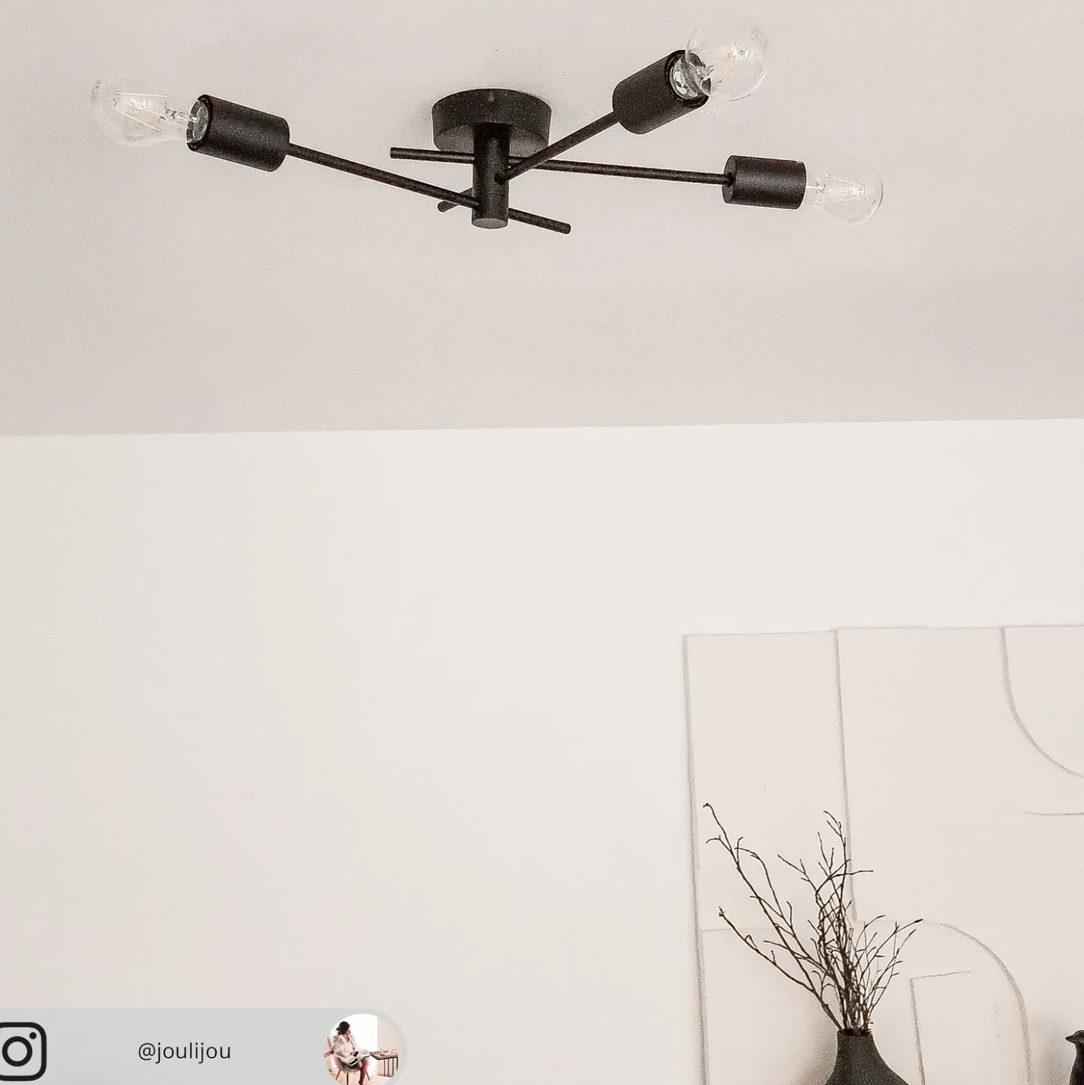 Lindby Lámpara de techo Cerros, 3 luces, negro, metal