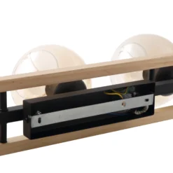 Lindby lámpara de techo Enrique, ámbar, 3 luces, cristal, madera, E27