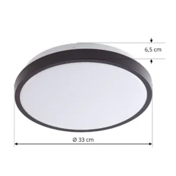 Lindby Lámpara de techo LED Medon Ø 29 cm plástico negro IP44