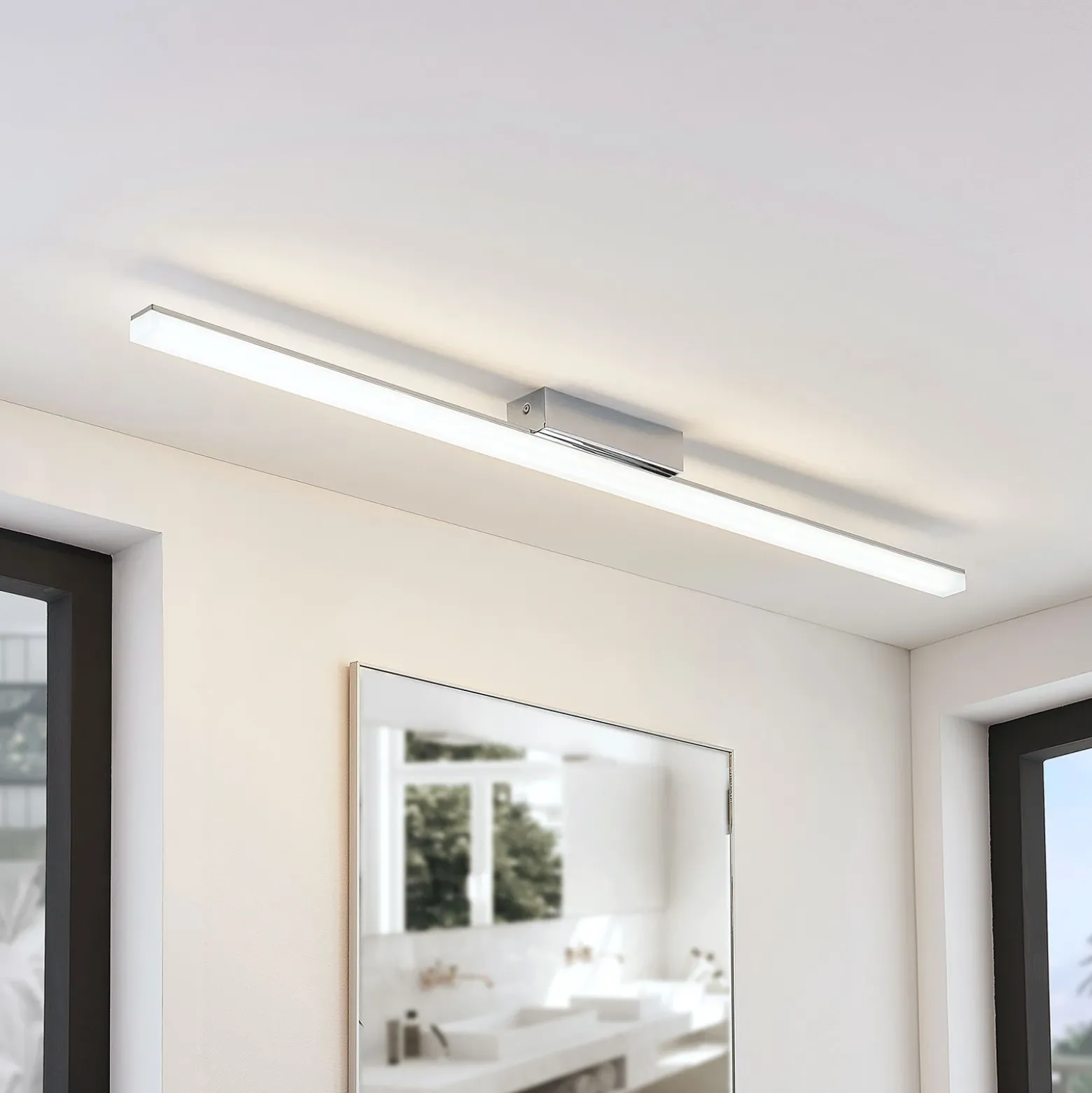 Lindby Lámpara de techo LED para baño Levke, 116 cm, atenuable, IP44