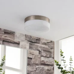 Lindby lámpara de techo para baño Amilia, Ø 18 cm, E27, níquel, cristal