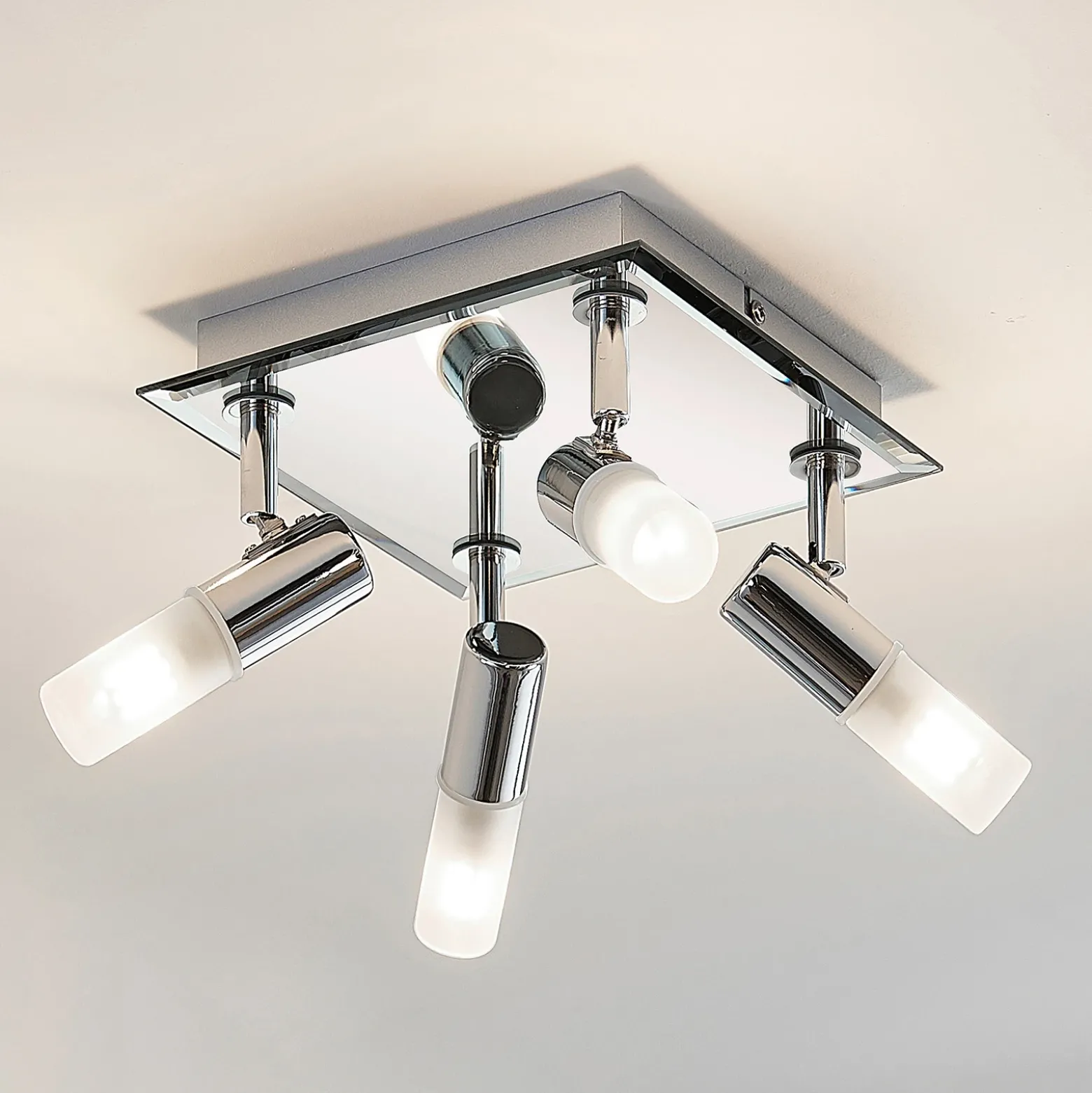 Lindby lámpara de techo para baño Zela, 32 cm, cromo, 4 luces, IP44