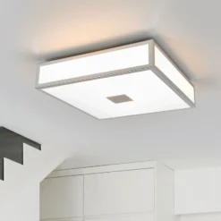 Lindby lámpara de techo para baño Eniola, 30 cm, blanco/gris, IP44