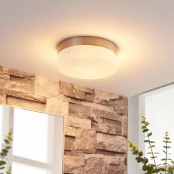 Lindby lámpara de techo para baño Amilia, Ø 18 cm, E27, níquel, cristal