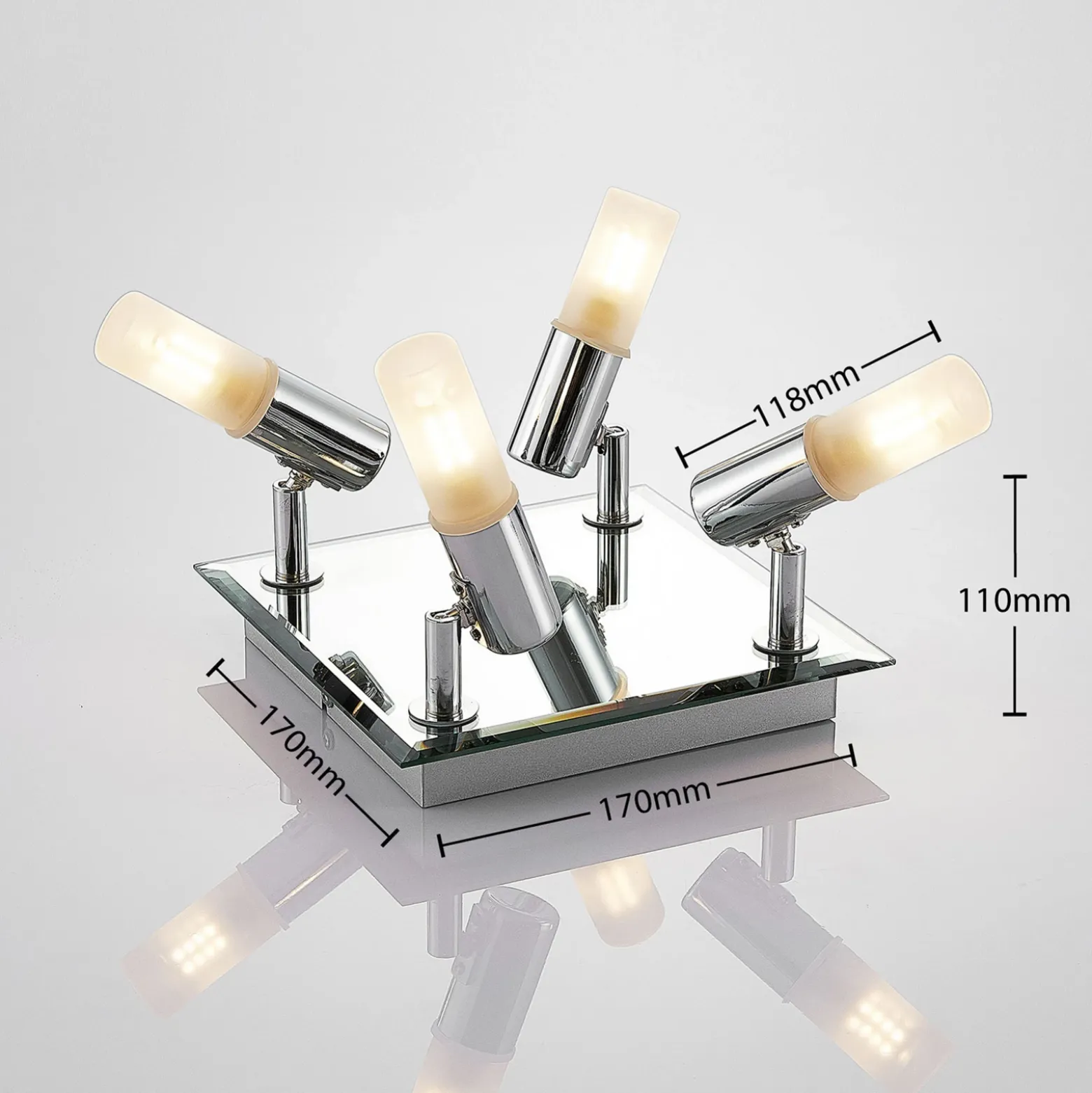 Lindby lámpara de techo para baño Zela, 32 cm, cromo, 4 luces, IP44