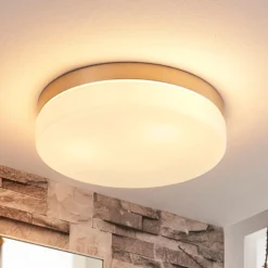 Lindby lámpara de techo para baño Amilia, Ø 30 cm, E27, níquel, cristal