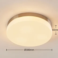 Lindby lámpara de techo para baño Amilia, Ø 30 cm, E27, níquel, cristal