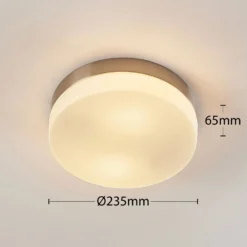 Lindby lámpara de techo para baño Amilia, Ø 23,5 cm, E27, níquel, cristal