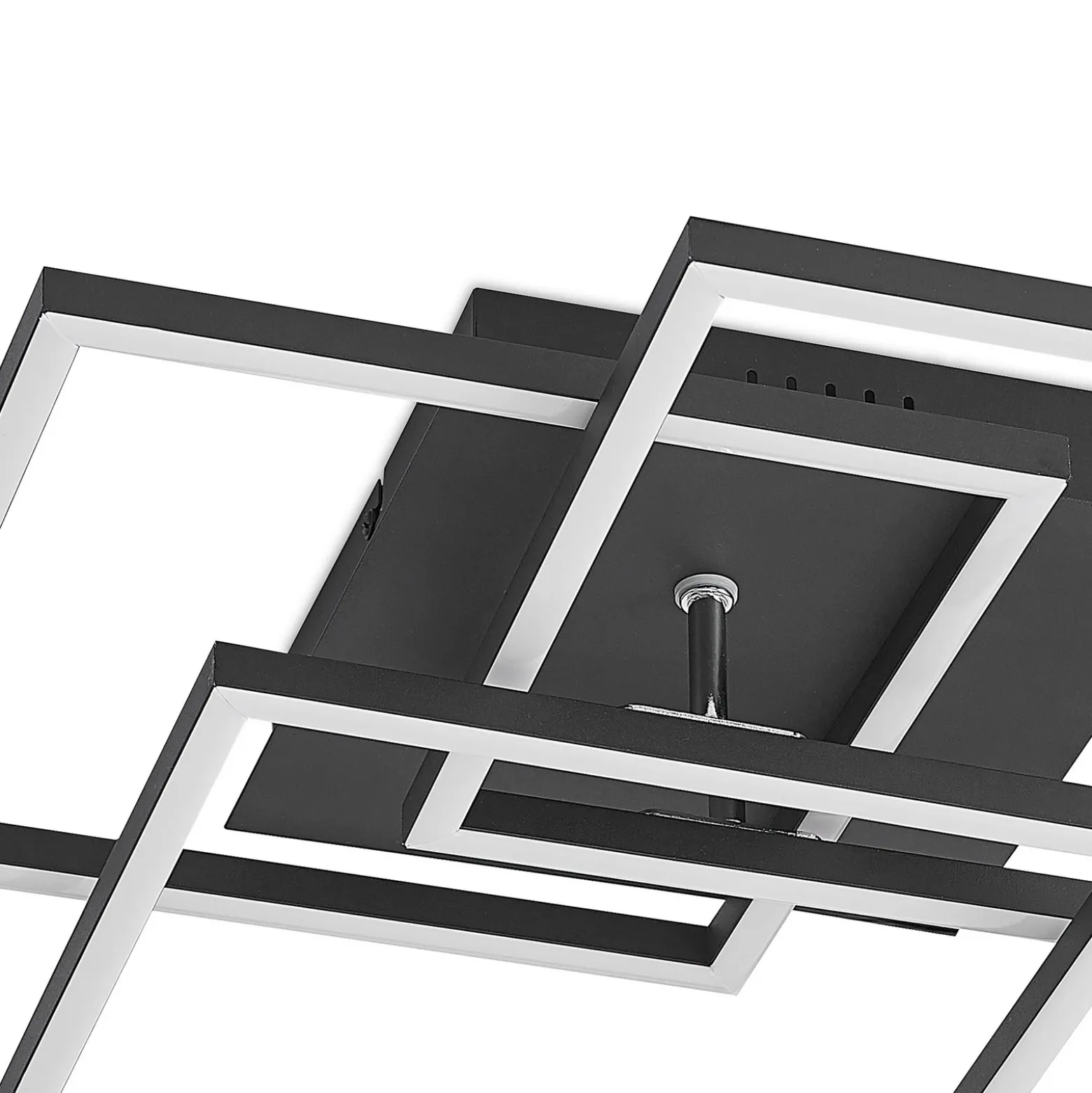 Lindby lámpara LED de techo Quiana, CCT, angular, negro, 42cm