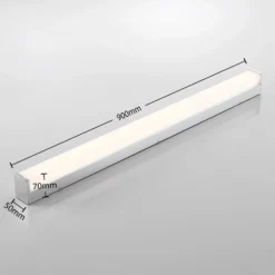 Lindby Lámpara LED para cuarto de baño Klea, 90 cm, cromo, metal, IP44