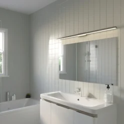 Lindby Lámpara LED para espejo y baño Alenia, 120 cm, cromo
