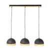 Lindby Lonnaris colgante, ratán, negro, 3 luces