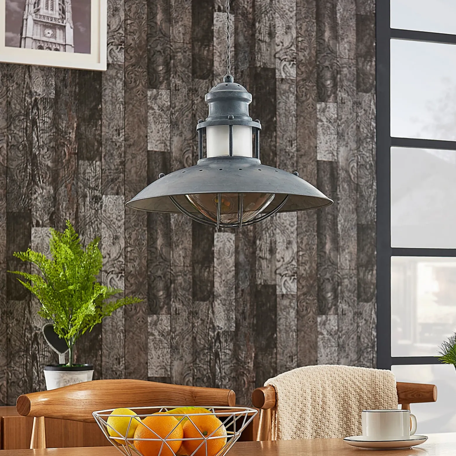 Lindby Louisanne lámpara colgante, Ø35cm, gris-verde, metal, vidrio