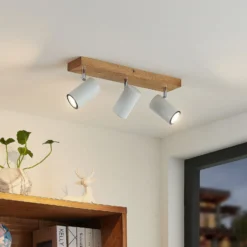 Lindby Maniva downlight de techo, 44 cm, 3 luces, blanco, GU10